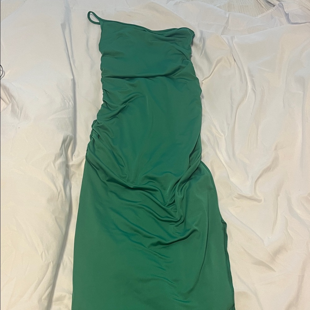 SHEIN One-Shoulder Green Maxi Dress